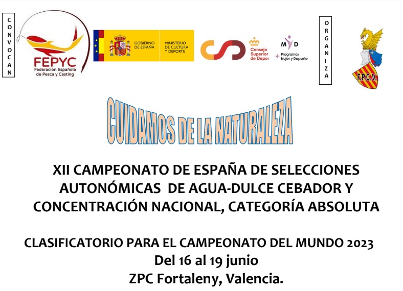 Se celebra el Campeonato de Espa&ntilde;a Agua Dulce Cebador (16-19 de junio, Valencia)